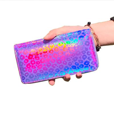 China 2021 Trendy Fashion Style Rainbow Wallet Fashion Leopard Printed Glitter Mini Purses Handbags for sale