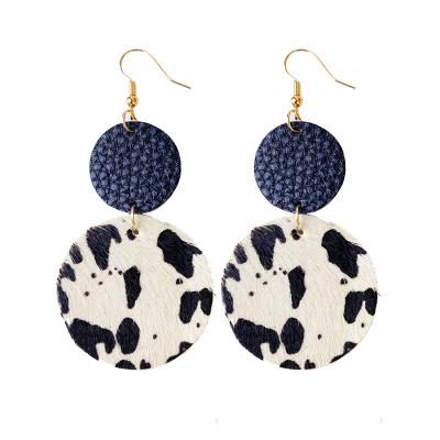 China Genuine Cowhide Waterdrop Cowhide Leather TRENDY Two Layers Design Stud Earrings For Women for sale