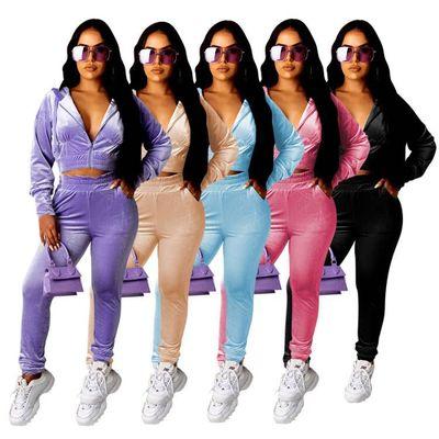 China High Quality Fall Velvet Sweetwoo Casual Women's Clothing Two Piece Sets Fashion Two Piece Set QUICK DRY for sale