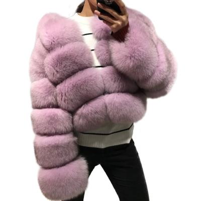 China 2021 Fashion Chunky Genuine Natural Natural Fox Fur Coat Winter Anti-Shrink High Quality Jackets Colored Women's Fur Coat Jacket for sale