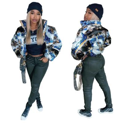 China Wholesale New Anti-wrinkle Winter Street Zipper Ladies Winter Printed Ladies Ladies Down Coats Shortly for sale