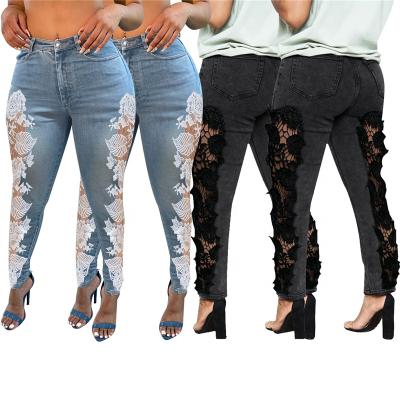 China Autumn QUICK DRY clothing for women lace up fabric women's jeans cut out pants jeans women for sale