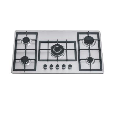 China Hotel 5 Burners Built In Gas Hob Black Tempered Glass Cooktop Flame Gas Stove Best New For Sale for sale