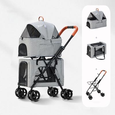 China Dog Walkers Travel 4 Wheel Pet Stroller Durable Luxury Double Dog Walkers Outdoor Pet Stroller For Dogs for sale