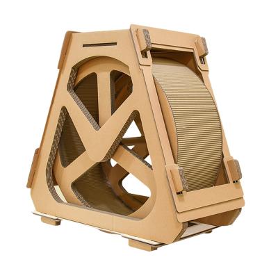 China Viable Cat Scratch Board Cat Climbing Toy Cat Nest Waterwheel Frame Corrugated Creative Wheel(s) for sale