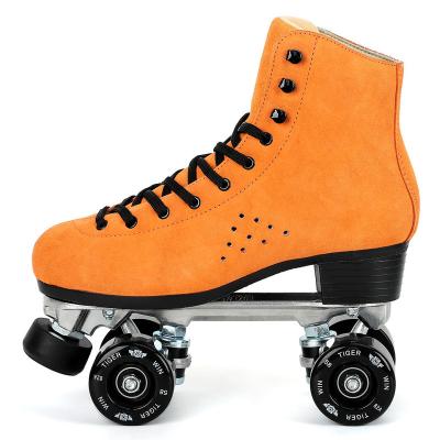 China 2023 New Orange Tiktok Roller Microfiber 4 Wheels Quad Roller Skate Patines Ice Skating Flashing Speed ​​36-45 New for sale