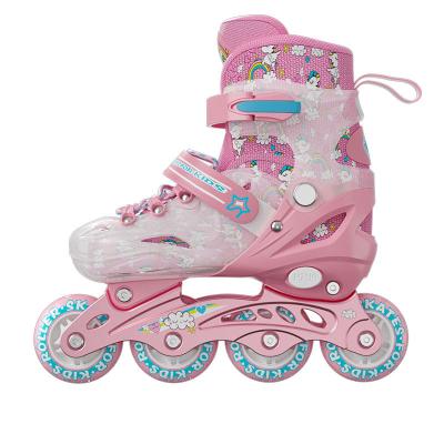 China Hot Sale Outdoor Children's Track/Shop/Personal Using Roller Skates Four Adjustable Shoes Powder Inline Skates Quad Snap Skates For Girls for sale