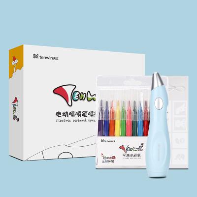 China Tenwin 8084 Paint Factory 3d Airbrush Pen 12pcs Kit Electric Spray Paint Pen Paint and Drawings for sale