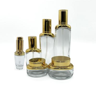 China Wholesale Empty Luxury Glass Packaging Bottles Personal Care Skin Care Cosmetic Set for sale