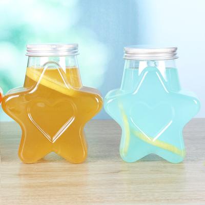 China High Quality Household Products 300ml 400ml 500ml Star Shape Cute Plastic Bottle Beverage Milk Tea Packaging Bottles for sale