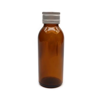 China Medicinal Empty Durable Medical Pill Bottles Glass Syrup Bottle With Metal Lid for sale