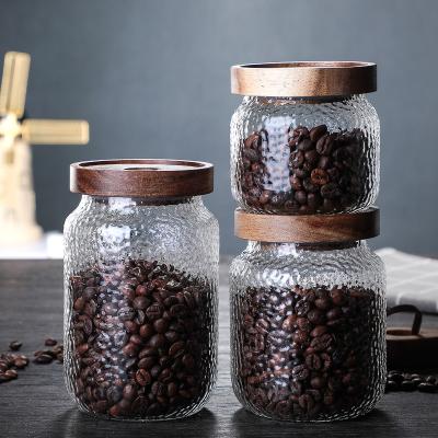 China Multi-Size Kitchen Canister Food Viable Clear Glass Jar Sealed Storage Container For Loose Coffee Bean Sugar Salt Can Box Tea Container for sale