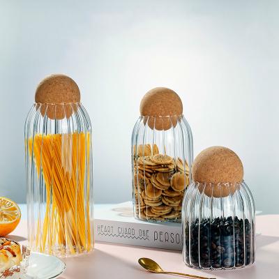 China Wholesales 550ml 750ml 1200ml Spice Storage Viable Empty High Quality Clear Glass Jar With Bamboo Cork Lid for sale