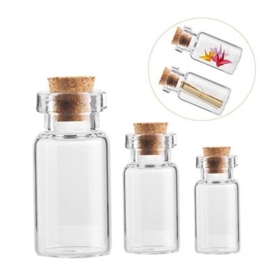 China Viable Mini Small Glass Bottles With Clear Cork Stopper Jars Tiny Wedding Vials Message Favor Containers Jewelry for sale