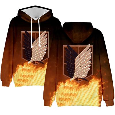 China AOT Windproof Men's Clothing 2021 Custom Anime Pullover 3D Printing Hoodie Unisex Sports Attack on Titan Parent Child Sweater Hooded Hoodie for sale