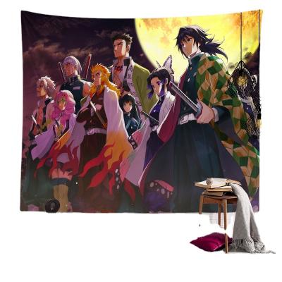 China 150x100cm Jacquard Cartoon Character Tapestry Fabric Demon Slayer Wall Decoration Hot-selling Wall Hanging Tapestry for sale