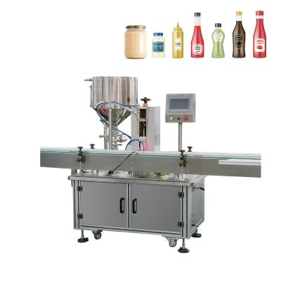 China Automatic Single Nozzle Lobe Pump Mixing And Heating Jar Cream Cheese Filler Machine With Hopper zu verkaufen