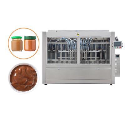 China Linear Full Automatic Piston Pump Chocolate Spread Jar Filling Machine zu verkaufen