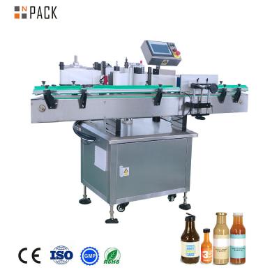 China High Speed Peanut Butter Round Jar Labeling Machine met PLC-besturing Te koop