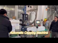 Full Automatic Inline Pick And Place Tin Jerry Can Capping Machine With Cap Feeding Elevator