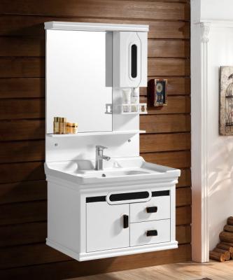 China Hangzhou Simple Design Modern Wall Cabinet Vanity With Ceramic Basin for sale