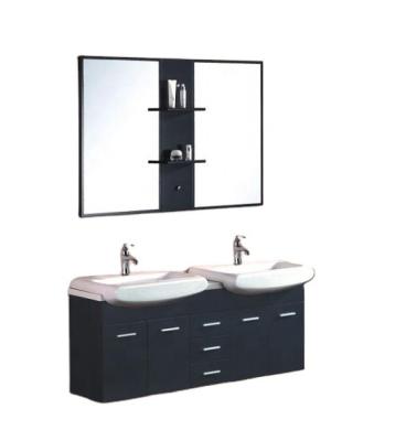 China Hangzhou Modern Modern Double Sink Bathroom Hotel Cabinet Vanity With Double Mirror And Shelves for sale