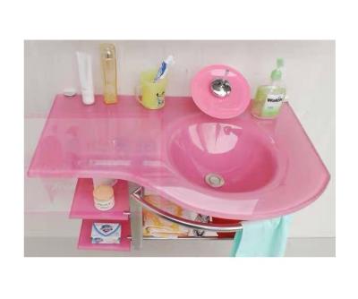 China Pedestal Pink Girl Like Hangzhou Wall Mounted Bathroom Glass Basin for sale