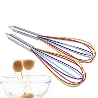 China Manual Stainless Steel Egg Cooking Beater 10/12 Inch Color Silicone Mixer for sale