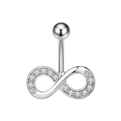 China Fashion Cute Belly Piercing Women Belly Rings Inlaid Navel Ring Navel Belly Piercing Jewelry 316L Stainless Steel Navel Button for sale