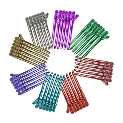 China Beauty Hair Salon MJ Duck Bill Shape Metal Hair Clip 12pcs/pack No Slip Hair Clips Salon Barber Shop Hair Extension for sale