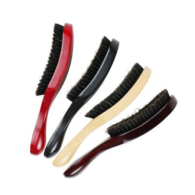 China Home / Salon Custom Logo Natural Texture Bristle 360 ​​Wooden Curve Wavy Mens Smoothing Beard Brush Beech Comb Hair Styling Tools for sale