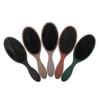 China Custom Comfortable Healthy Comb MJ Logo Happy Paddle Bristle Hair Brush For Salon Barber Home Curly Detangler Hair Comb for sale