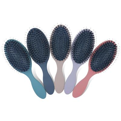 China Nondisposable Customized Nylon Boar Bristle Logo Paddle Hair Brush Paddle Oval Cushion Detangling Nylon Hair Brush Massage ABS Hair Brush for sale