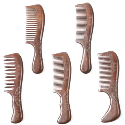 China Salon 7 Styles Handmade 100% Natural Sandalwood Hair Combs Scent Anti-Static Sandalwood Hair Detangler Wooden Tooth Hair Comb for sale