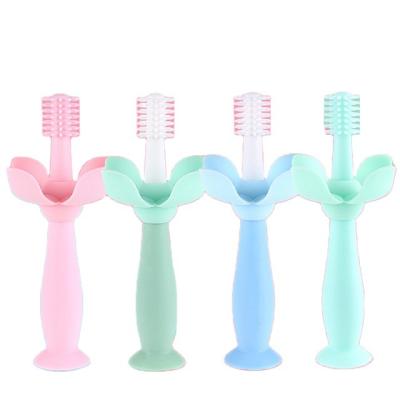 China BPA Free Removable Flower Desigh New Place Toothbrush For Kids Silicone Baby Toothbrush Teething Toy Manufactory Sale Directly for sale