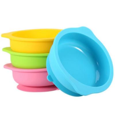 China BPA Free Silicone Baby Food Grade Bowl Silicone Baby Suction Feeding Bowl With Convenient Handle for sale