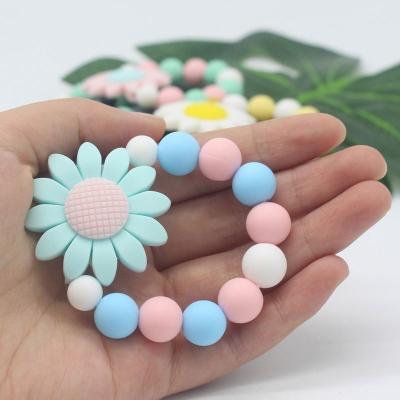 China Best Selling Toy Amazon Sunflower Small MOQ Silicone Soft Rod DIY Tiny Baby Teether Toy for sale