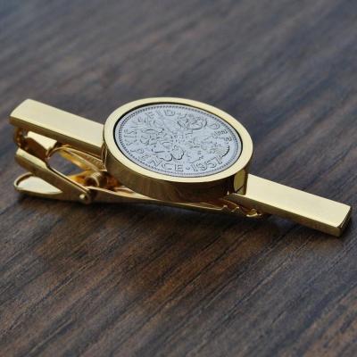 China 1959 ALLOY Sixpence Coin Link Slide Men's Gift 60th Anniversary Gold Link Clip for sale