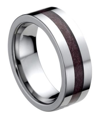 China Koa Inlaid Black Tungsten Ring 8mm Engagement Wedding Band Koa Wood Tungsten Ring for sale