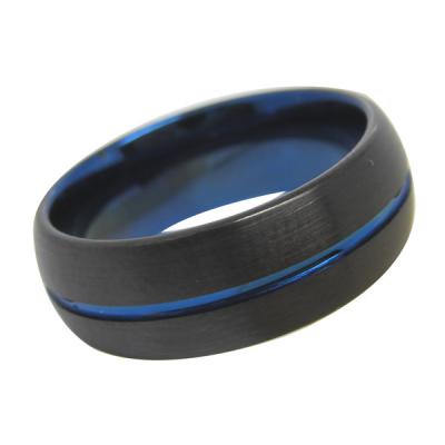 China CLASSIC Newcomers Slim Blue Line Black Tungsten Ring For Men's Wedding Band for sale