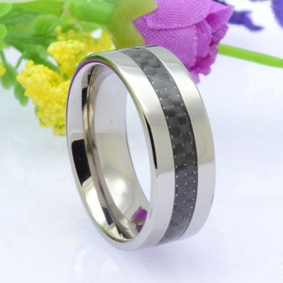 China Black Titanium Carbon Fiber Ring Wholesale Mens Jewelry Carbon Fiber Titanium Ring for sale