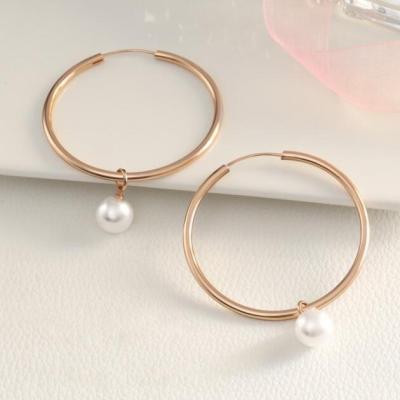 China FASHIONABLE Hot Sale Factory Wholesale Circle Pearl Earring Brass Jewelry 50mm Large for sale