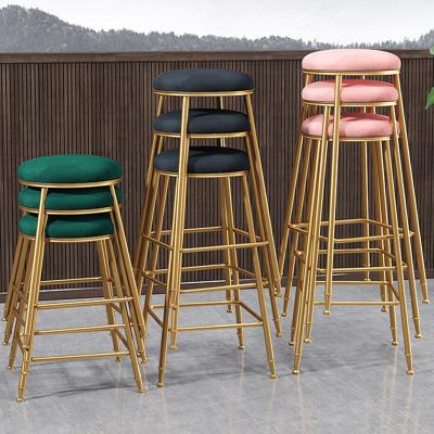 China Gold Velvet Luxury Kitchen (Other) Nordic Large Home Adjustable Chair Metal Bar Leather Upholstery Modern Cheap High Stools Chair Bar Furniture For Bar Table for sale