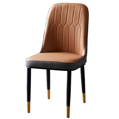 China Modern High Back Fabric Furniture Dining Chair Gray Gold Black Stainless Steel Beige White Metal Rose Brown PU Leather Dining Chair for sale