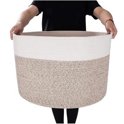 China Sustainable Multi Purpose Household Storage Cotton Rope Basket With Handles For Baby Nursery for sale