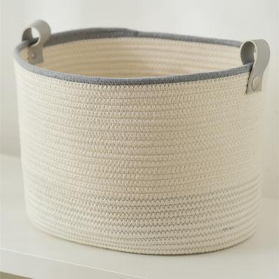 China Large Modern Cotton Rope Basket from Gray Woven Laundry Round Storage for sale