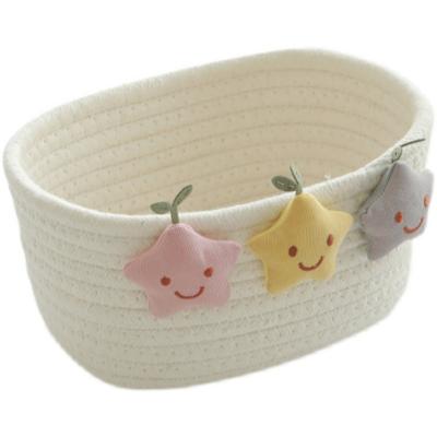 China Cute Modern Cotton Rope Woven Storage Basket Easter Desktop Basket for sale