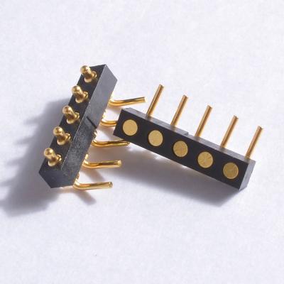 China Smart Watch brass spring laoded pin 5 pin male female pin pogo plunger ball magnetic pogo connector for sale