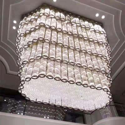 China Large Modern Art Crystal Pendant Light Luxury Hall Lighting Decoration Customized High Quality Hotel Glass Chandelier for sale