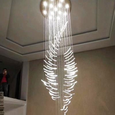 China Modern Staircases Modern Luxury White Art Hotel Glass Chandelier Lighting Large LED Villa Chandelier for sale